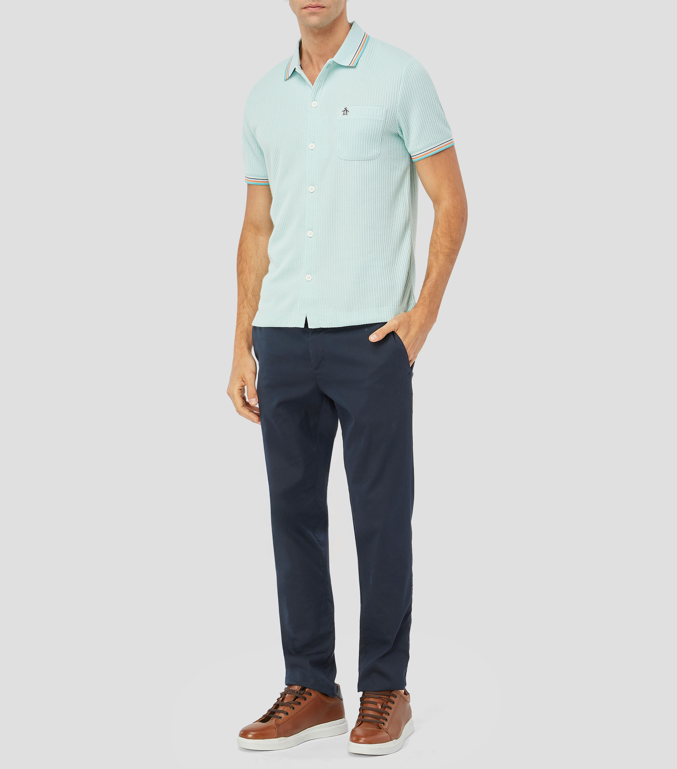Playera tipo polo manga corta lisa Hombre